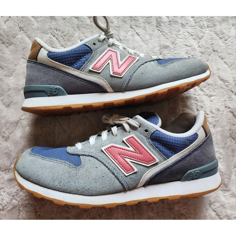 New Balance 696 Womens Grey Blue Pink Athletic Sneaker Shoes WL696TCP